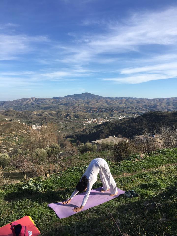 Yoga with a mountain view